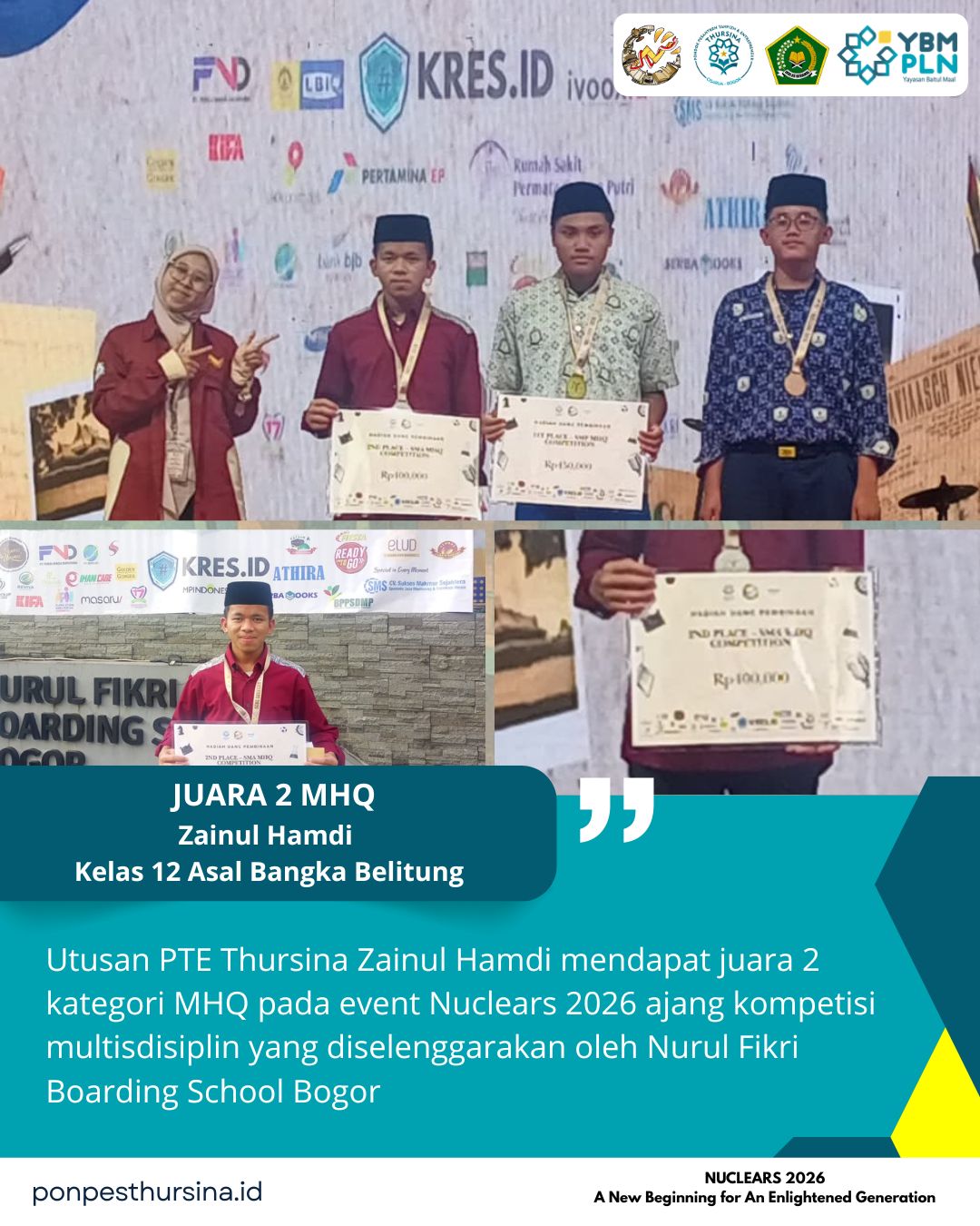 Thursina Juara Lagi di NUCLEARS (*Nurul Fikri Language, Art, Islamic, Academic, Sport*)